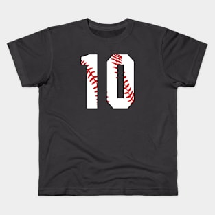 Baseball Number 10 #10 Baseball Shirt Jersey Favorite Player Biggest Fan Kids T-Shirt